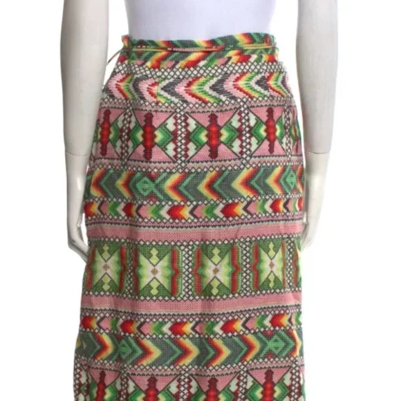 Farm Rio Yawanawa Amulet Multicolor Beaded Tassels Wrap Midi Skirt S (Orig.$210) - Picture 4 of 8